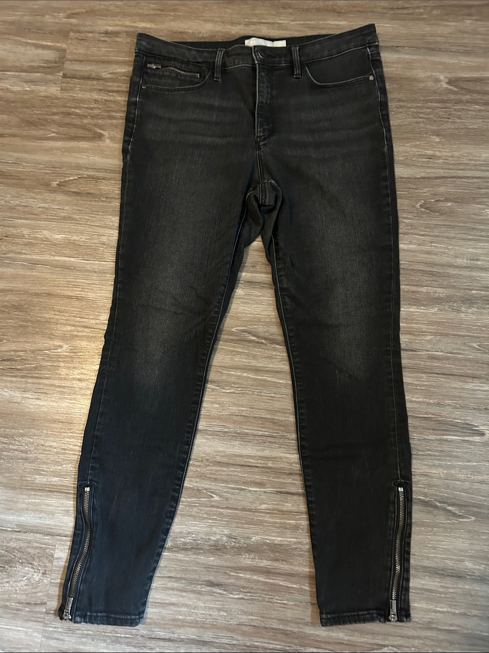 Athleta Sculptek Ultra Skinny Ankle Zip Jeans Carbon Black Size 12